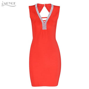 Beading Embellished Sleeveless Mini Bandage Sexy Women Dress