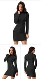 Turtleneck Side Zipper Long Sleeve Dress