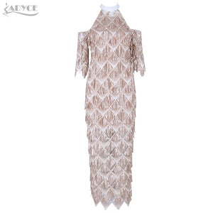 Sequins Embellished Mesh Runway Dress