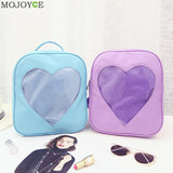 PVC Transparent Love Heart Shape Candy Color Women Backpack