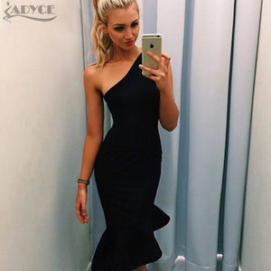One Shoulder Red Black Classic Special Occation Dress