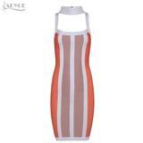 Striped Halter Sleeveless Knee-Length Dress