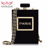 NATASSIE Women Clutch Acrylic Clutches Fashion Party Designer Perfume Bottle Shape Purses