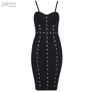 Button Studded Mini Bodycon Dress