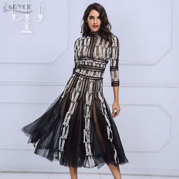 Long Sleeve Turtleneck Lace Dress
