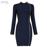 Turtleneck Side Zipper Long Sleeve Dress