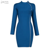 Turtleneck Side Zipper Long Sleeve Dress