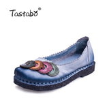 Tastabo Genuine Leather Flat Shoes Real Leather Handmade Shoes