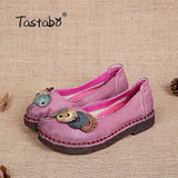 Tastabo Genuine Leather Flat Shoes Real Leather Handmade Shoes