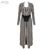 Striped Women 3 Pieces Sets Crop Tops&Pants&Jacket  Set