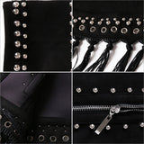 Rivet Tassels Embellished Long Sleeve  Women Jacket Coat