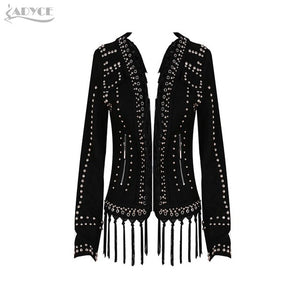 Rivet Tassels Embellished Long Sleeve  Women Jacket Coat