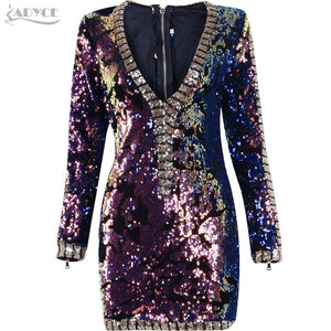 Long Sleeve V Neck Sexy Night Out Mini Dress