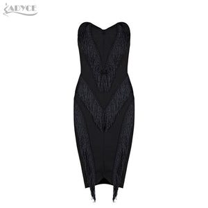 Strapless Tassel Knee Length Back Zipper Dress