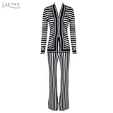 Stripes Long Sleeve Jacket&Pants Women Set
