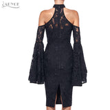 Vestidos Flare Sleeve Black Halter Dresses