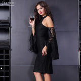 Vestidos Flare Sleeve Black Halter Dresses