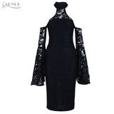 Vestidos Flare Sleeve Black Halter Dresses