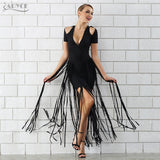 Short Sleeve Long Tassel Fringe Dress Women Maxi Dress