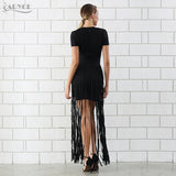Short Sleeve Long Tassel Fringe Dress Women Maxi Dress