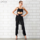 Spaghetti Strap Tassel Crop Tops&Pants Women Set