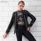 Rivet Tassels Embellished Long Sleeve  Women Jacket Coat