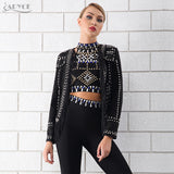 Rivet Tassels Embellished Long Sleeve  Women Jacket Coat