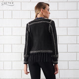 Rivet Tassels Embellished Long Sleeve  Women Jacket Coat