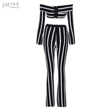 Striped Top & Jumpsuit Women Set