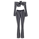 Striped Top & Jumpsuit Women Set