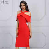 Ruffles Patchwork Off the Shoulder Dress