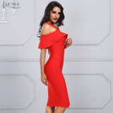 Ruffles Patchwork Off the Shoulder Dress