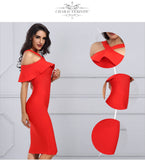 Ruffles Patchwork Off the Shoulder Dress