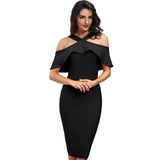 Ruffles Patchwork Off the Shoulder Dress