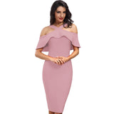 Ruffles Patchwork Off the Shoulder Dress