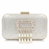 Box Clutches Fashion Beaded Tassel Evening Female Wedding Purse