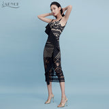 Mid Sexy Sleeveless Lace Patchwork Ruffles Bodycon Party Dress