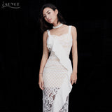 Mid Sexy Sleeveless Lace Patchwork Ruffles Bodycon Party Dress