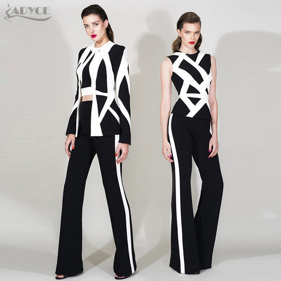 Striped White Tops&Pant 2 Two Pieces Set