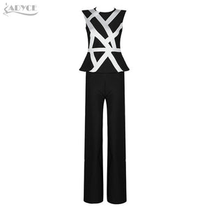 Striped White Tops&Pant 2 Two Pieces Set