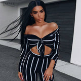 Striped Top & Jumpsuit Women Set