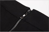 Black Handmade Cross Stretch Mid Waist Slim Casual Lace Up Trousers Female