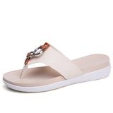 Women Wedge Heels Slip on Leather Platform Slipper