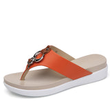 Women Wedge Heels Slip on Leather Platform Slipper