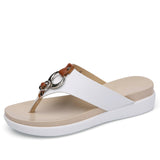 Women Wedge Heels Slip on Leather Platform Slipper