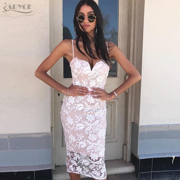 Spring Sleeveless Hollow Out Spaghetti Strap Lace Dress