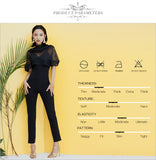 Long Rompers Bodysuit Black V Neck Lace Mesh Jumpsuit