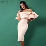 Butterfly Sleeve Patchwork Ruffles Slash Neck Dress