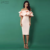 Butterfly Sleeve Patchwork Ruffles Slash Neck Dress