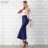 Strapless Button Studded Sexy Mermaid Maxi Dress